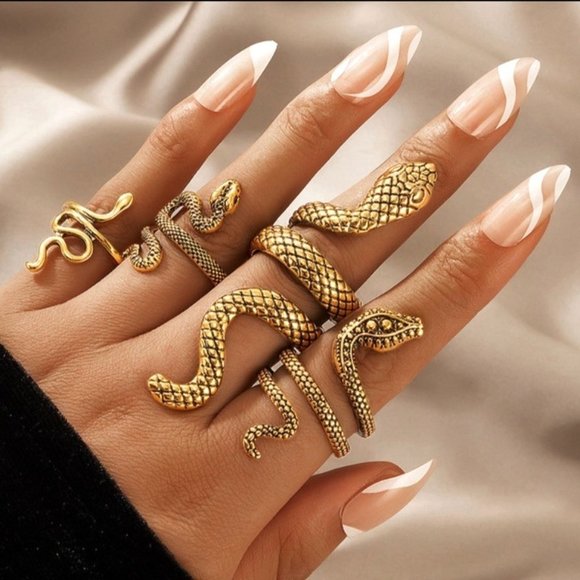 Jewelry - Snake Ring Set Punk Gothic Retro Jewelry Boho Bronze Gypsy Metallic Grunge New